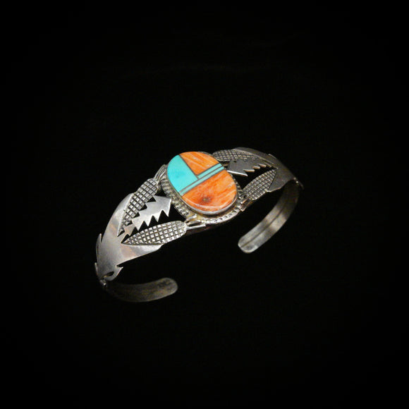 Pulsera de ostras espinosas y turquesa de plata nativa americana navajo