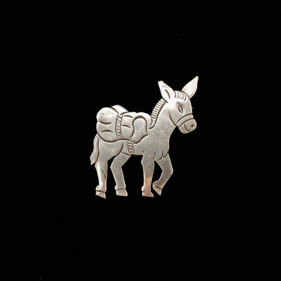Vintage Mexican Sterling SIlver Donkey Pin Brooch